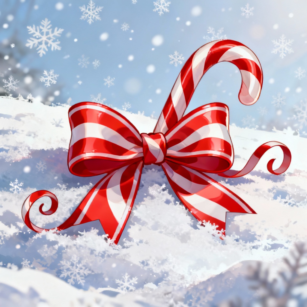 AI candy cane striped ribbon bow