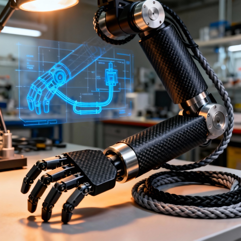 AI biomechanical arm prototype in lab