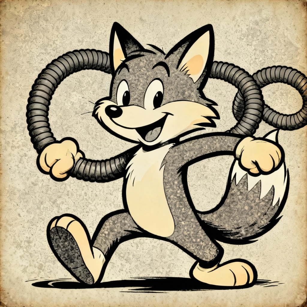 AI retro cartoon fox mascot with vintage vibe