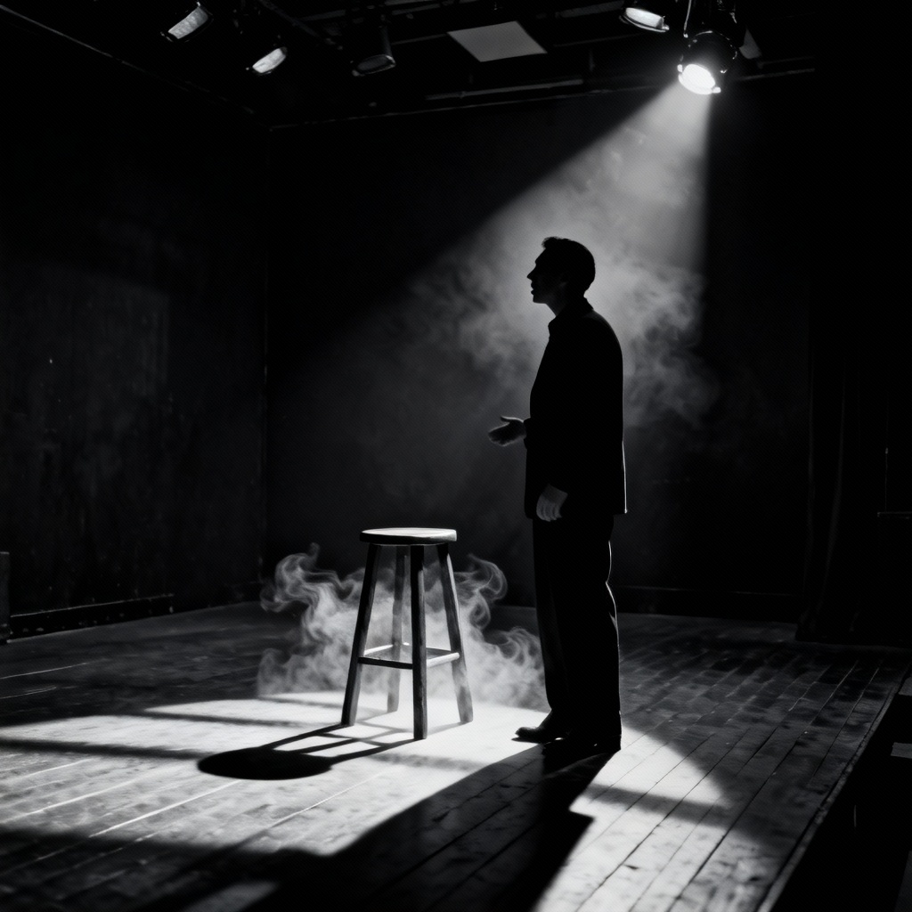 AI Broadway noir monologue stage design