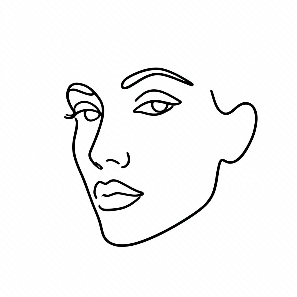AI minimalist single-line face portrait