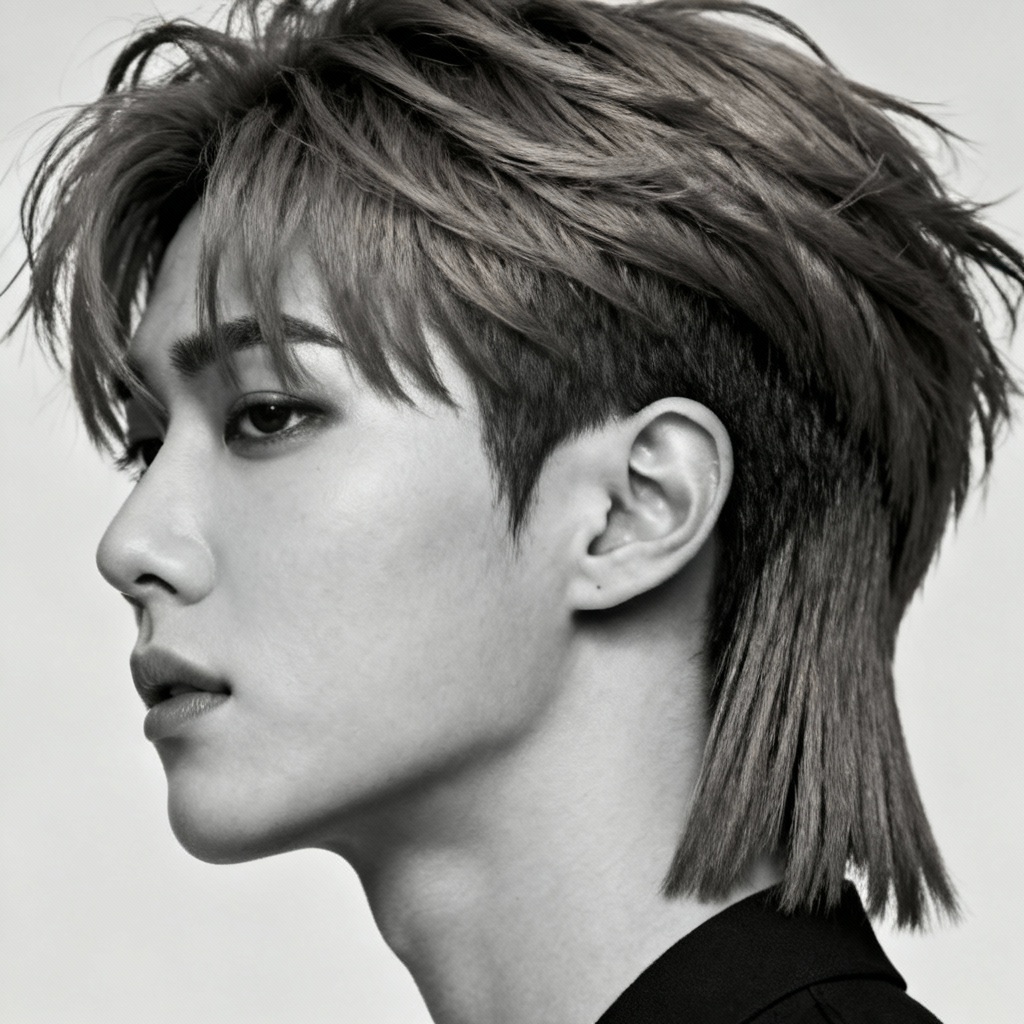 AI K-pop Mullet Hairstyle