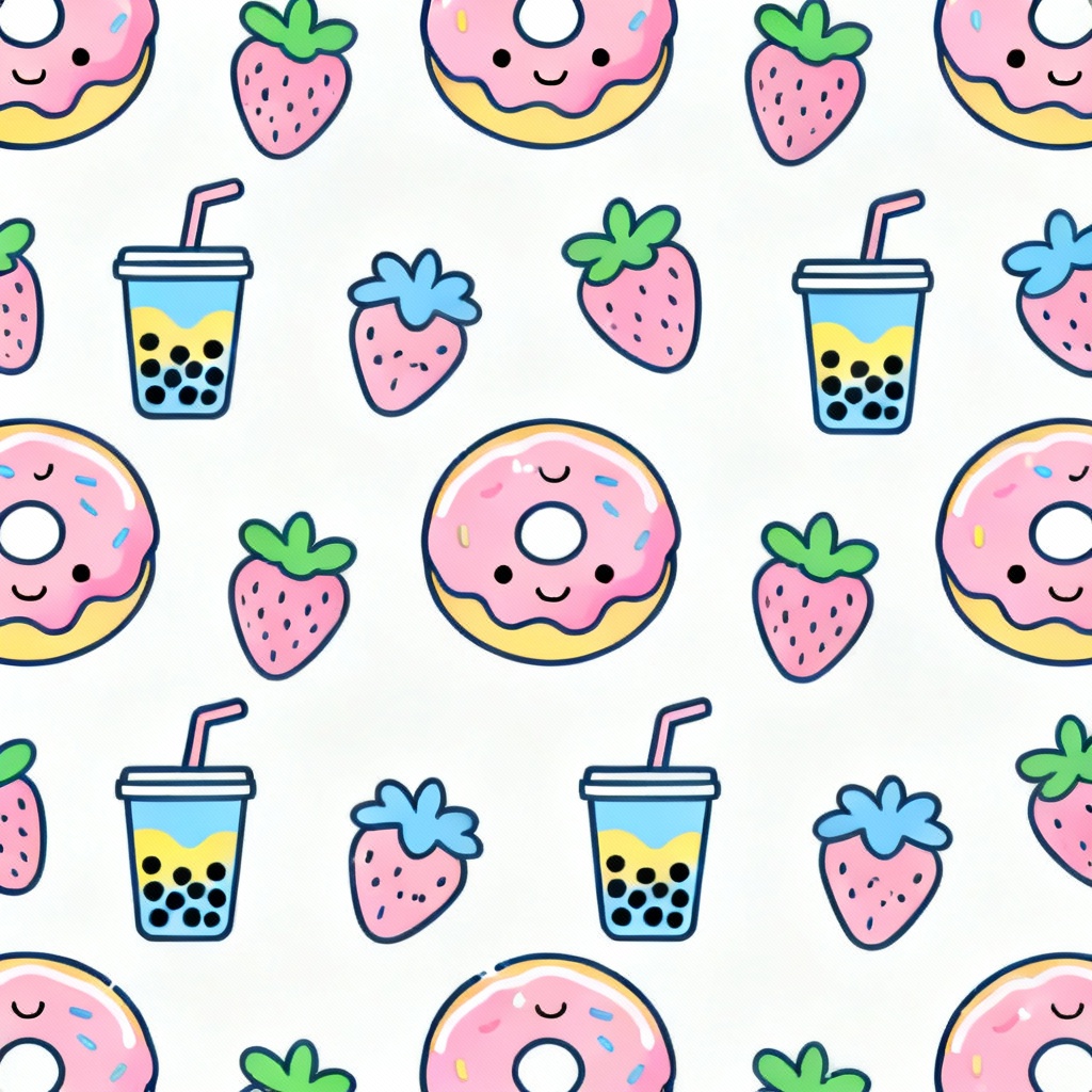 AI cute food doodles seamless wallpaper