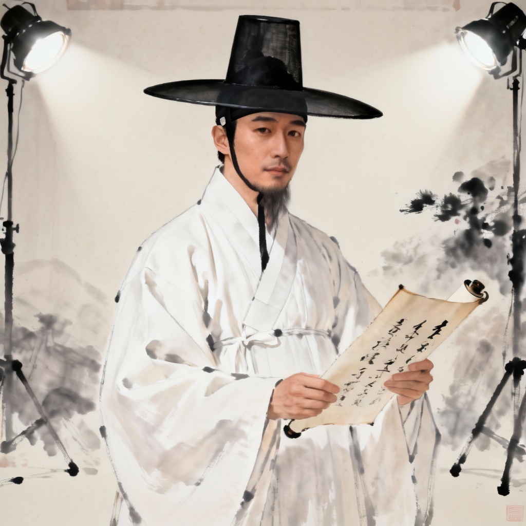 AI Joseon scholar avatar wearing a black gat