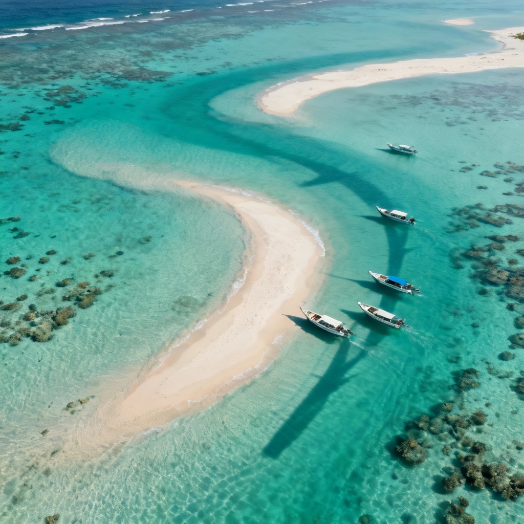 AI aerial view of coral lagoon and sandbars