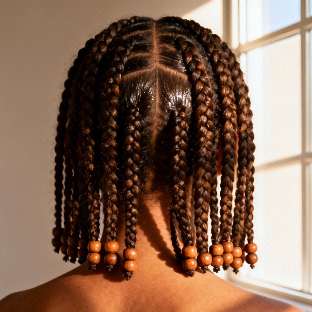 AI Box Braids With Beads Hairstyle