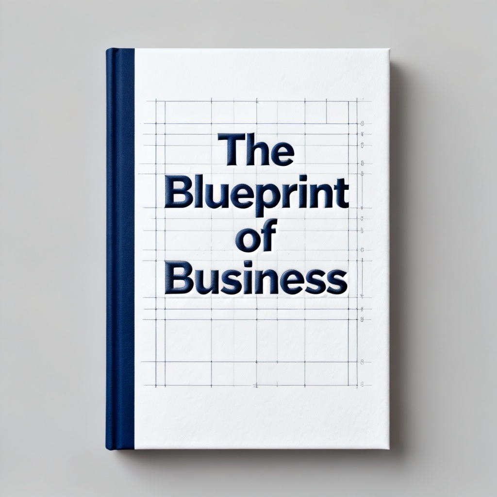 AI nonfiction book cover with minimalist blueprint design