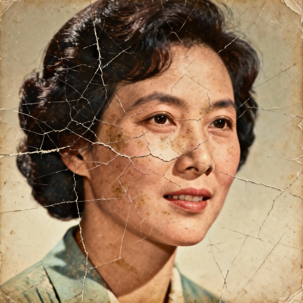 AI restore old mon photo with facial details reconstructed