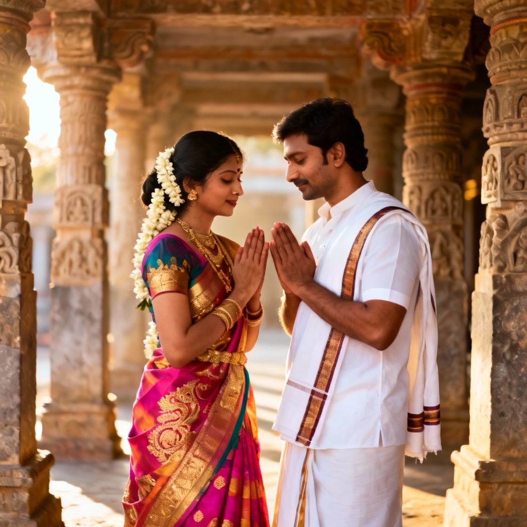 AI South Indian temple wedding couple image