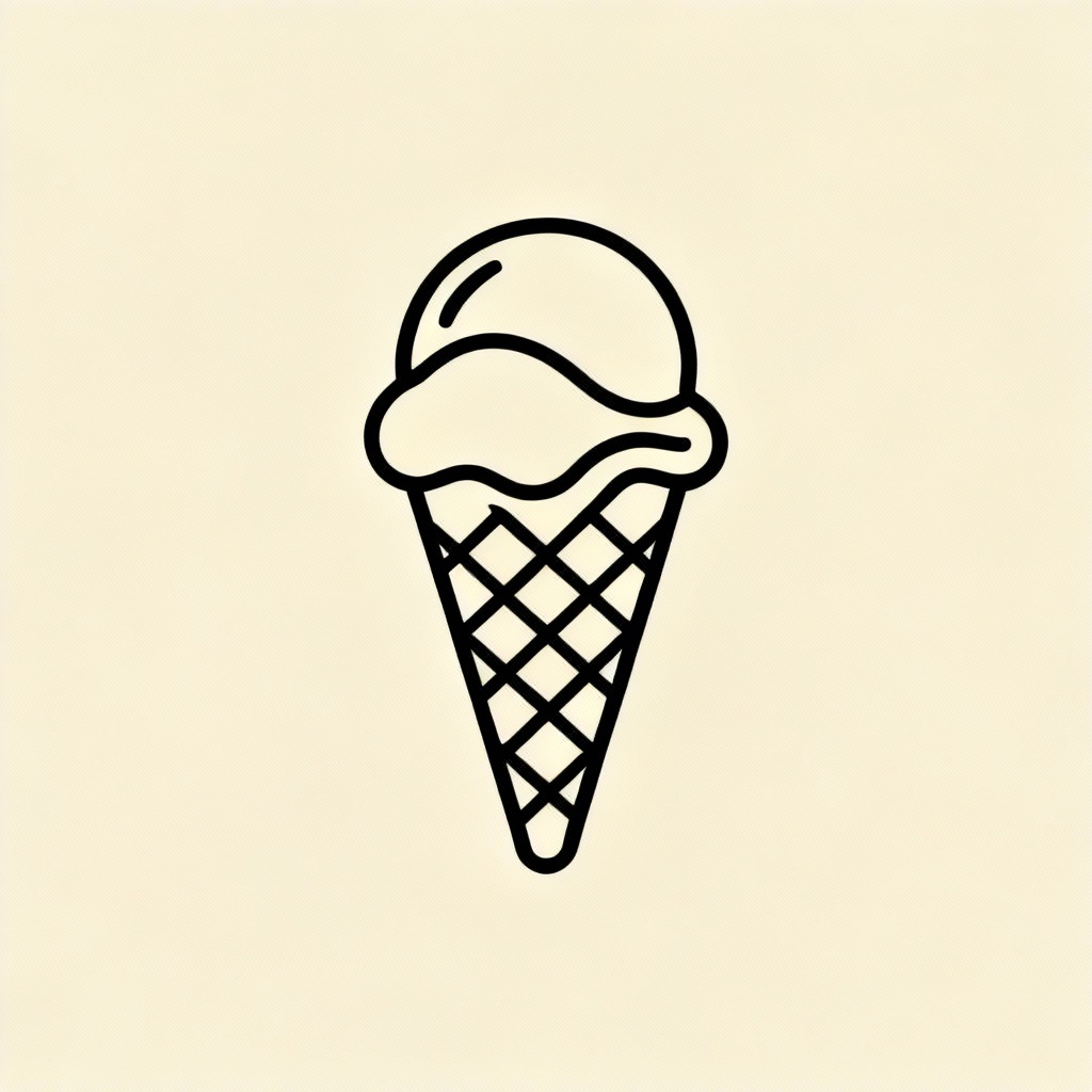 Minimal line art ice cream logo concept
