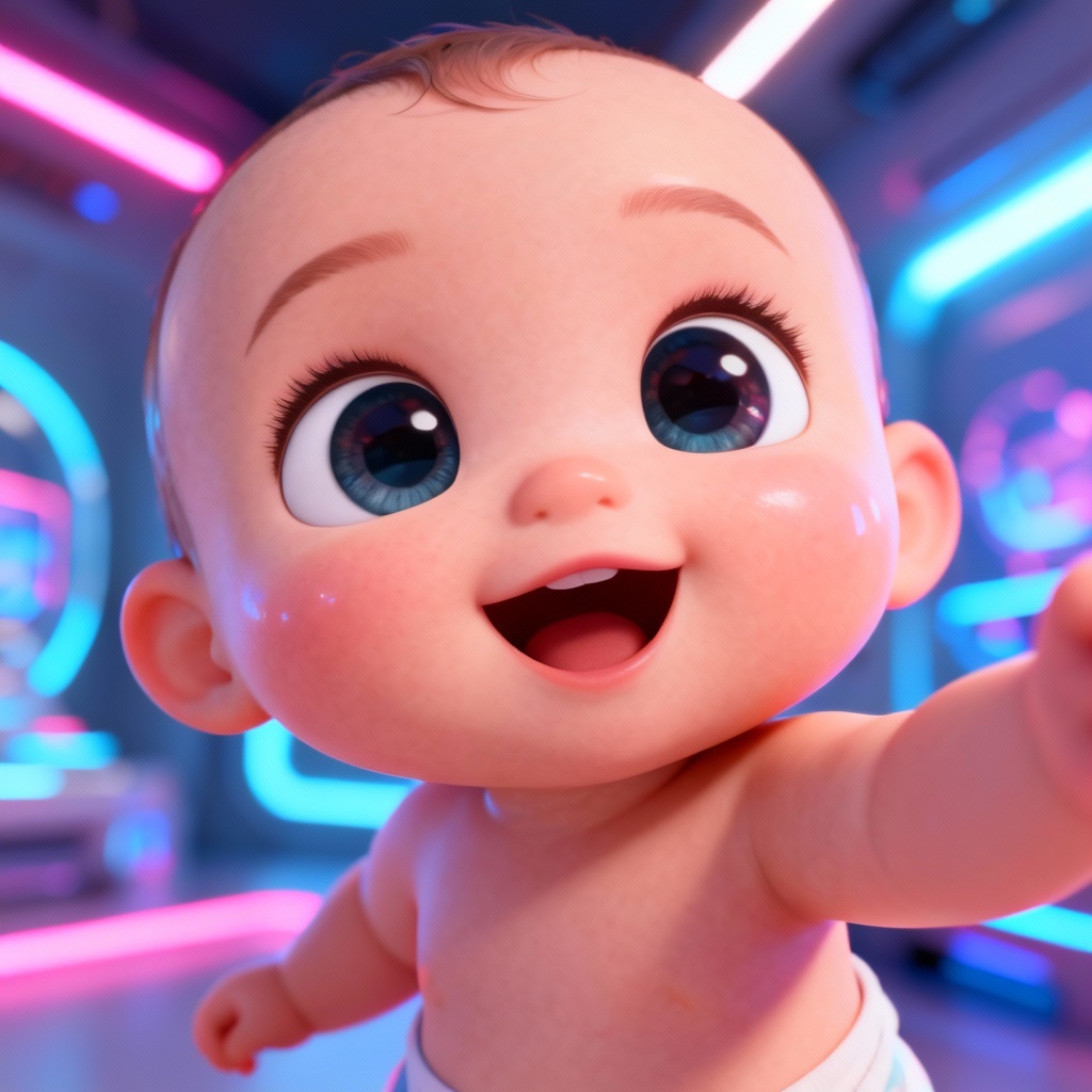 AI 3D animated-style future baby selfie