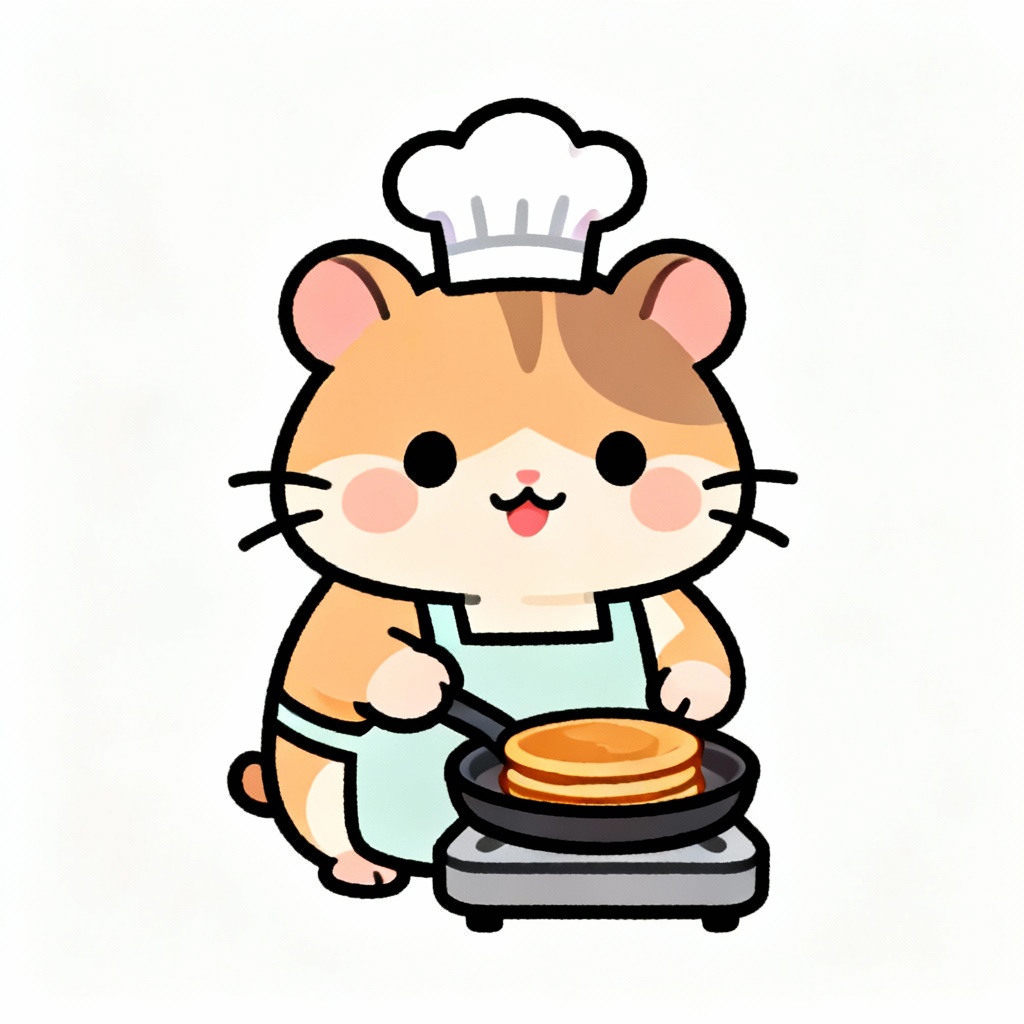 AI chibi hamster chef illustration