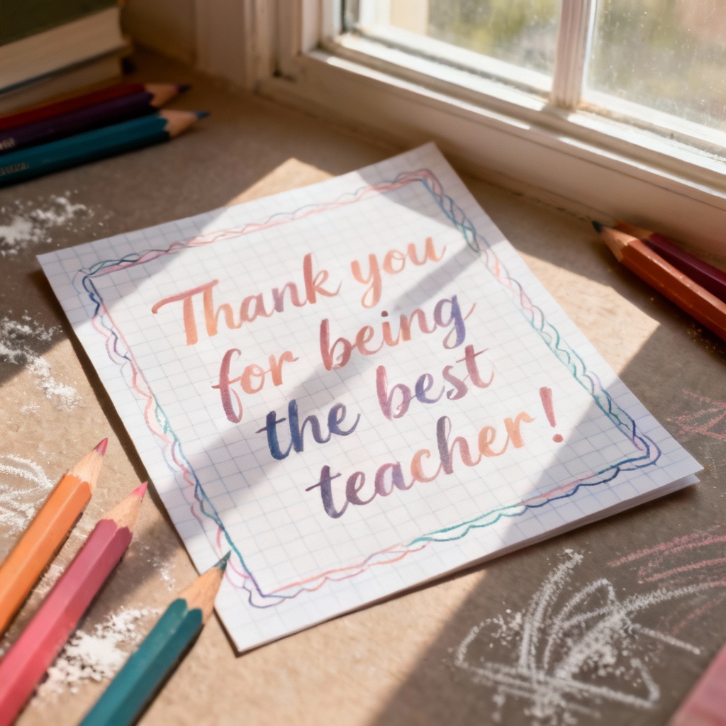 AI Teacher Thank You Note with school supplies