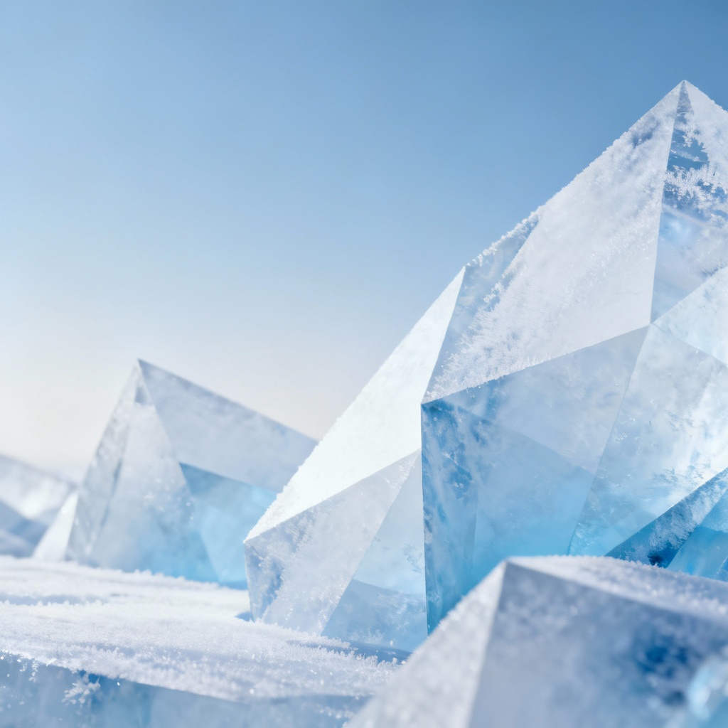 AI abstract ice geometry wallpaper in blue gradients