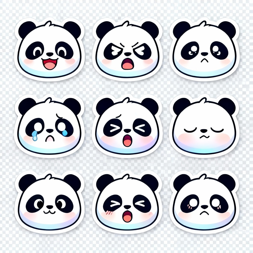 AI kawaii panda emoji pack