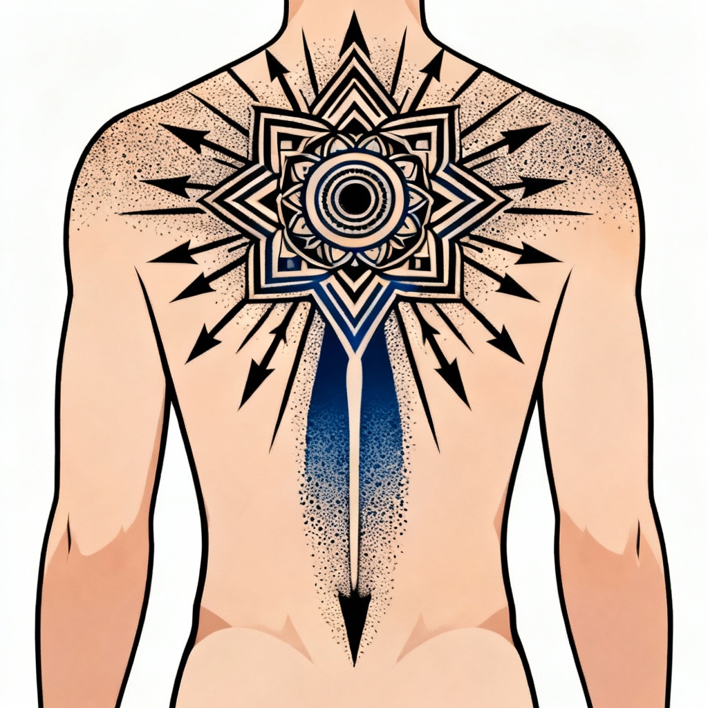 AI geometric neotribal back tattoo design