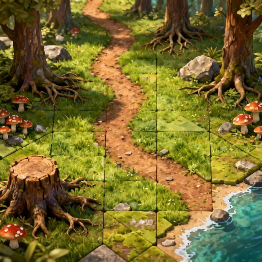 AI 32x32 fantasy forest autotiles