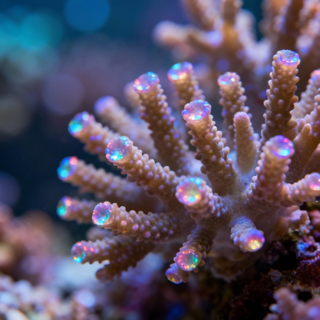 AI macro view of coral polyps with vivid texture