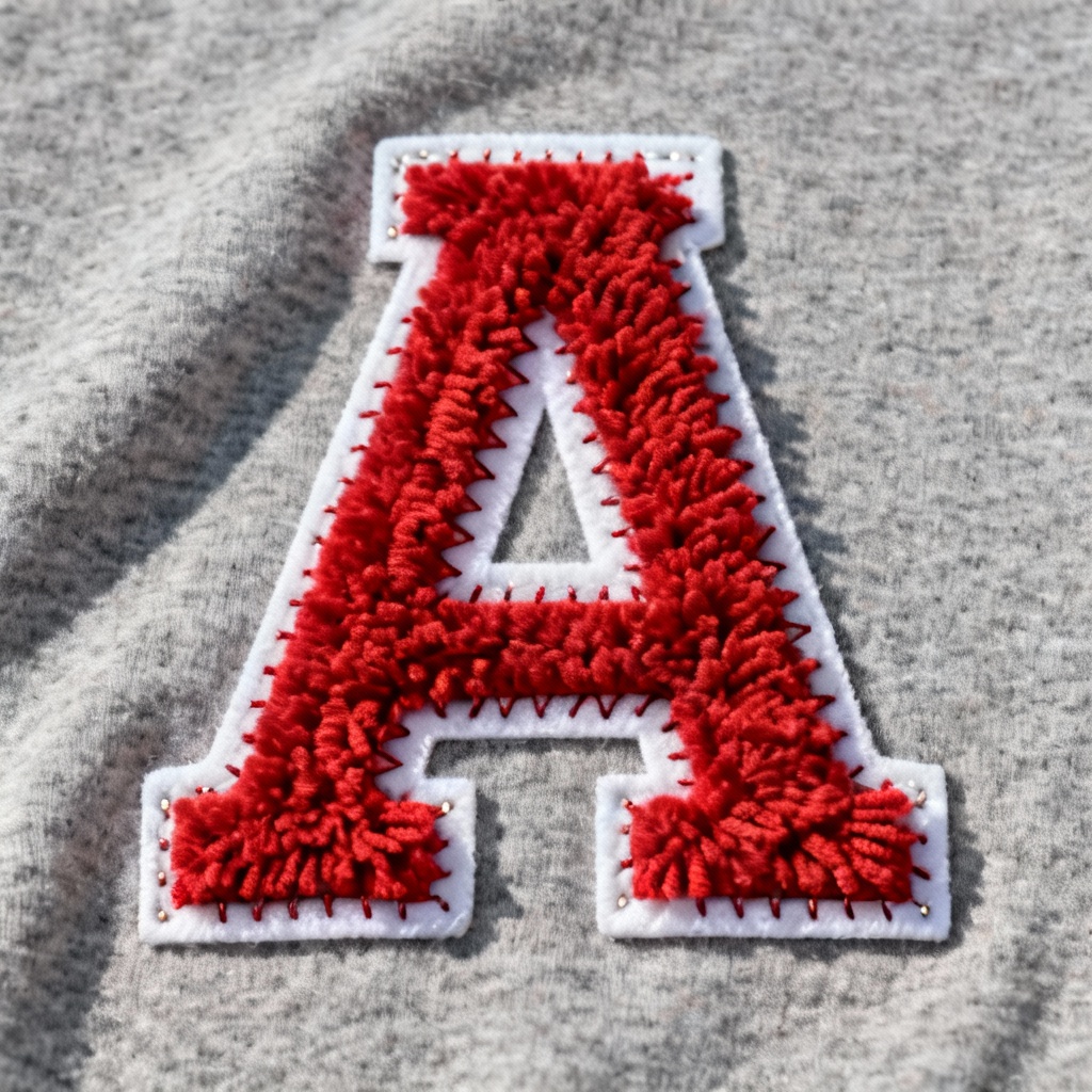 AI chenille varsity letter patch with felt border
