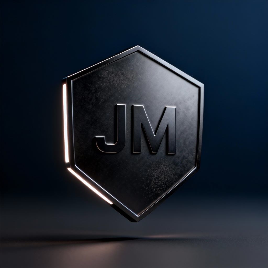 AI matte black titanium hexagon shield logo