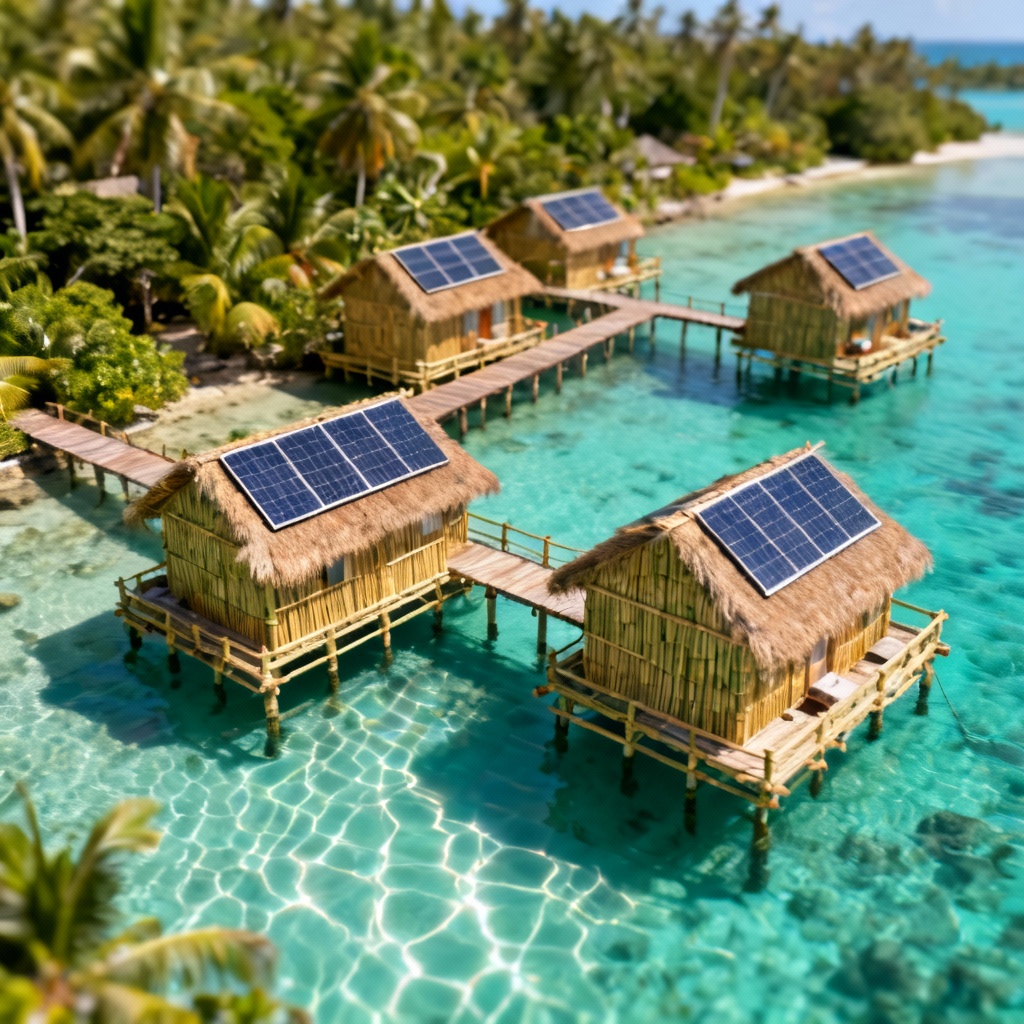 AI Eco Resort Aerial With Overwater Bungalows