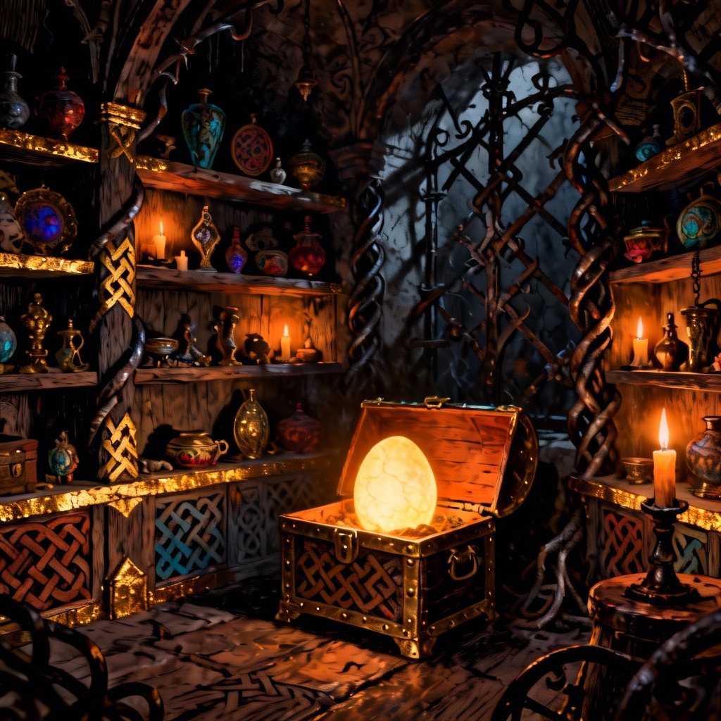 AI Koschei's chamber filled with enchanted artifacts