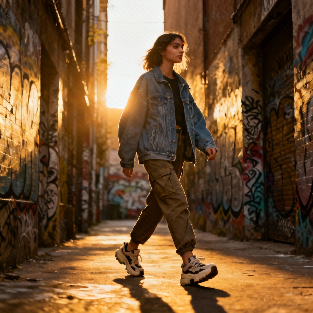 AI woman streetwear fashion photo