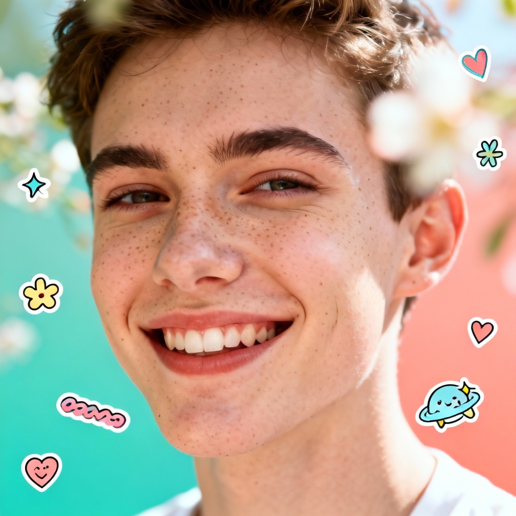 AI-generated pastel glow portrait with youthful vibe