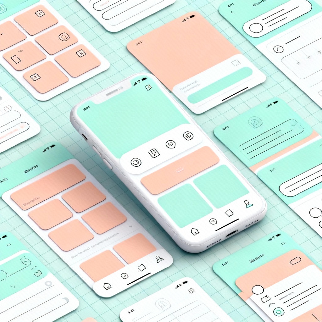 AI minimalist pastel app wireframe mockup