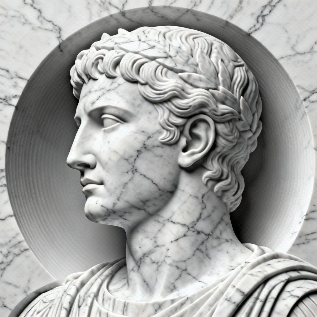 AI stone relief engraving medallion with depth-map shading