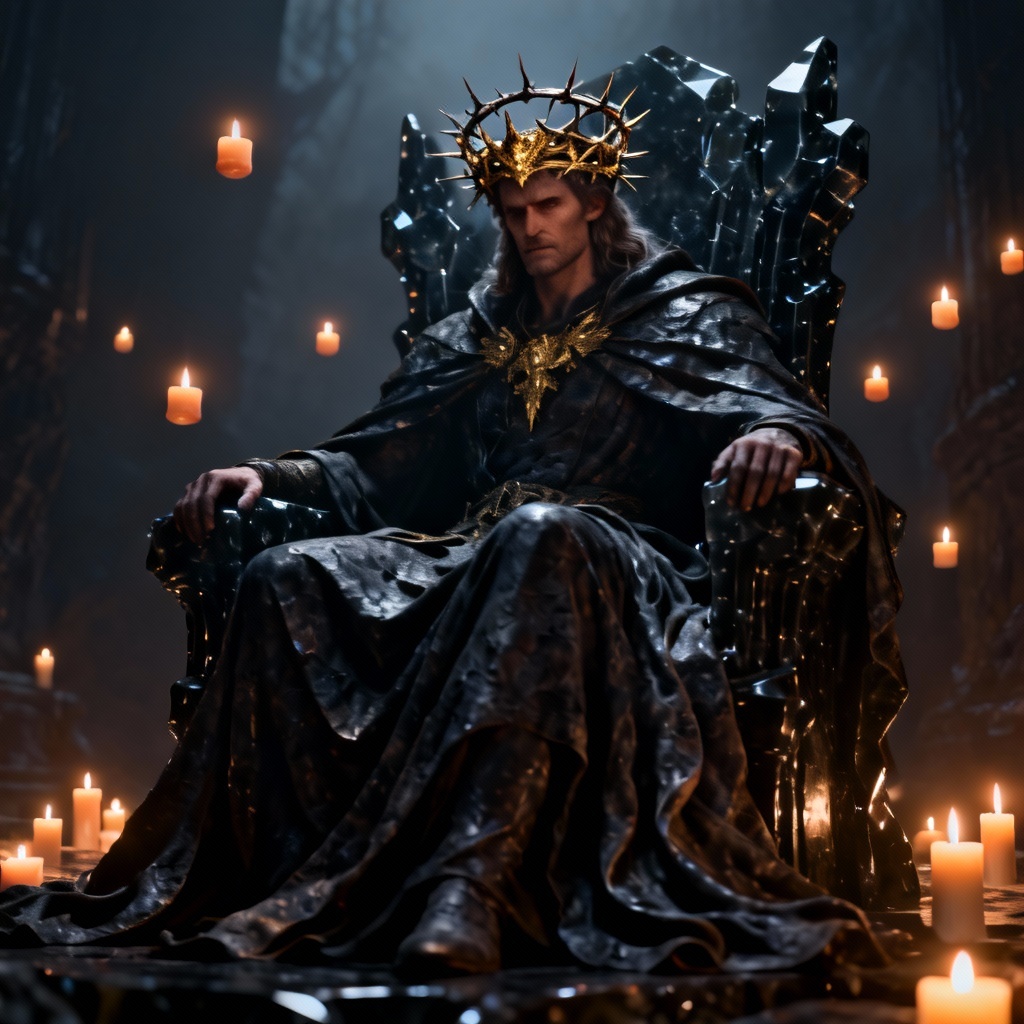 AI fantasy emperor in thorn crown