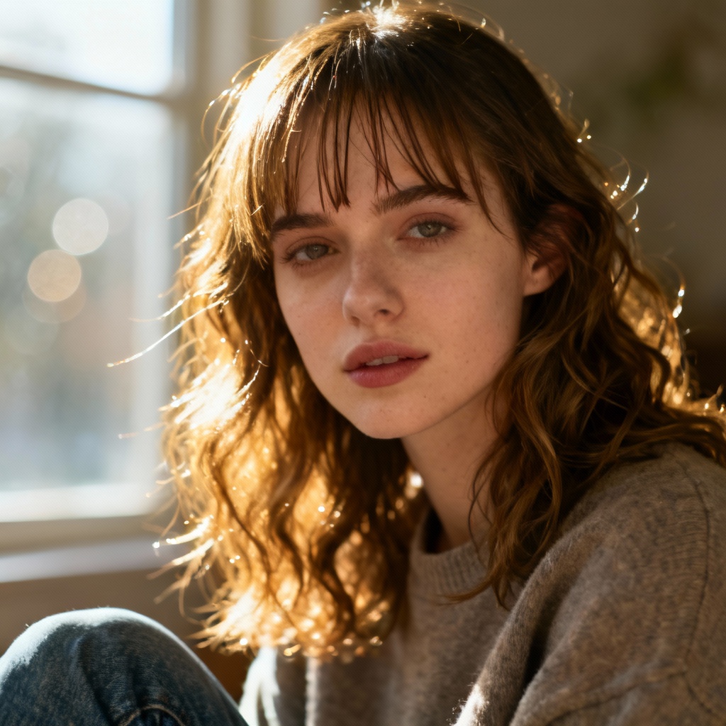 AI wispy bangs added to photo