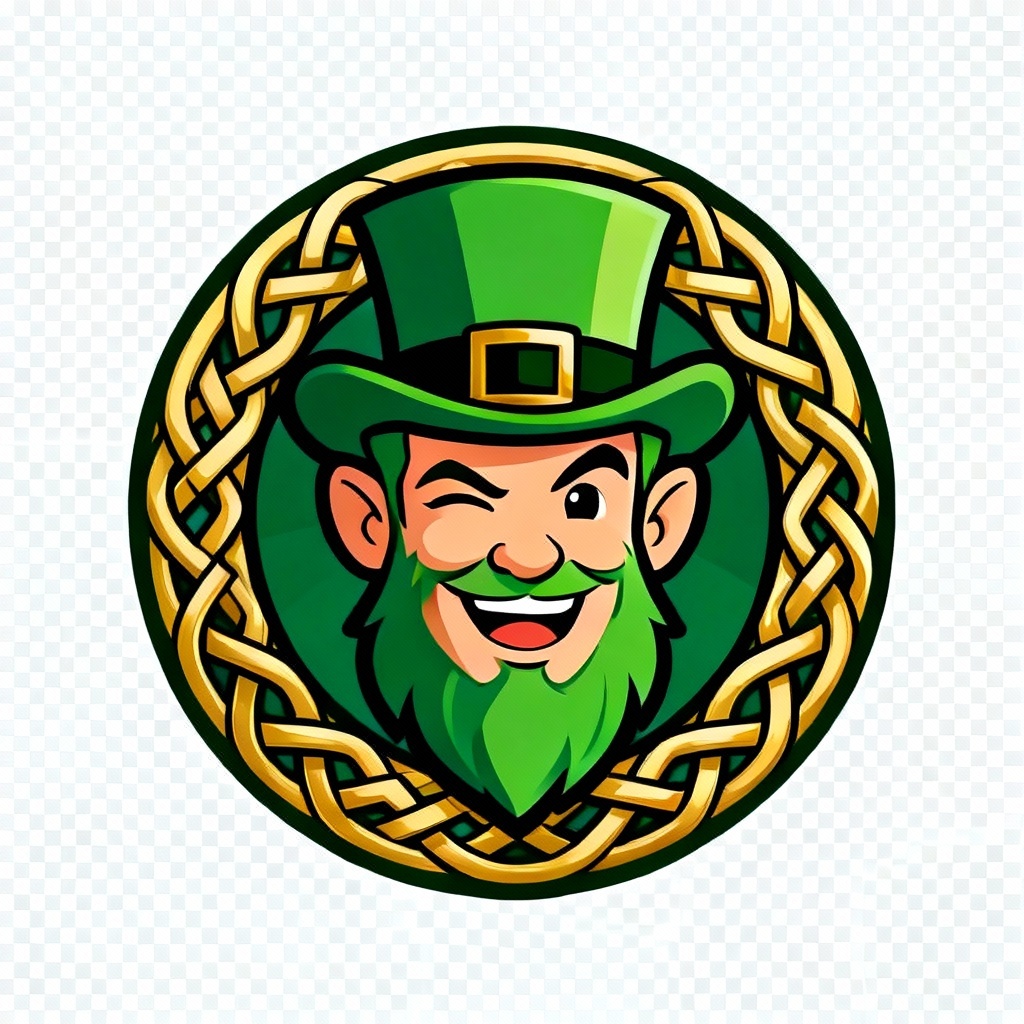 AI leprechaun mascot logo with Celtic knot frame