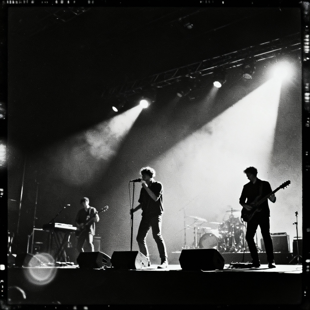 AI Black And White Concert With Gritty Film Grain