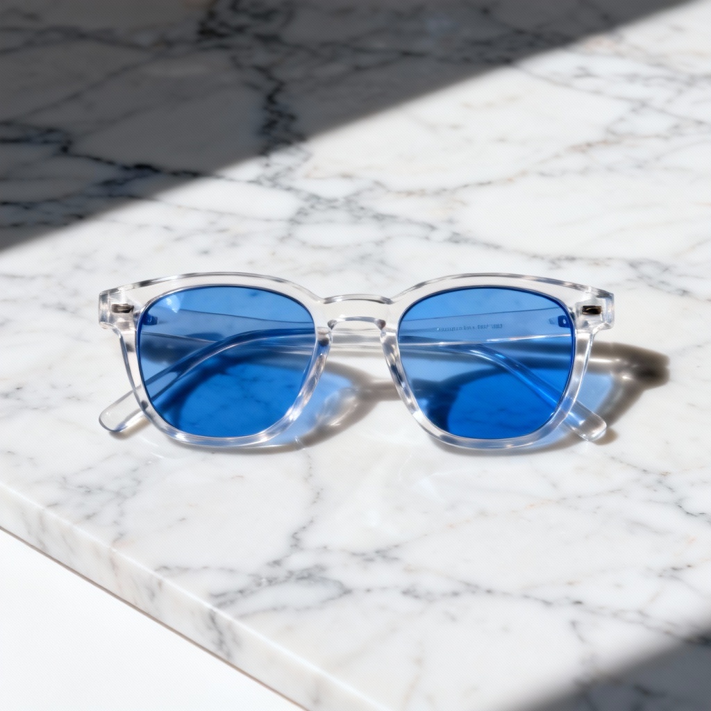 AI transparent acetate sunglasses flatlay