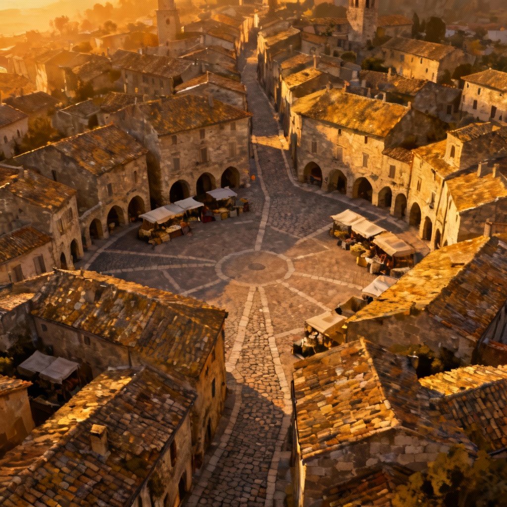 AI road generator medieval town street maze