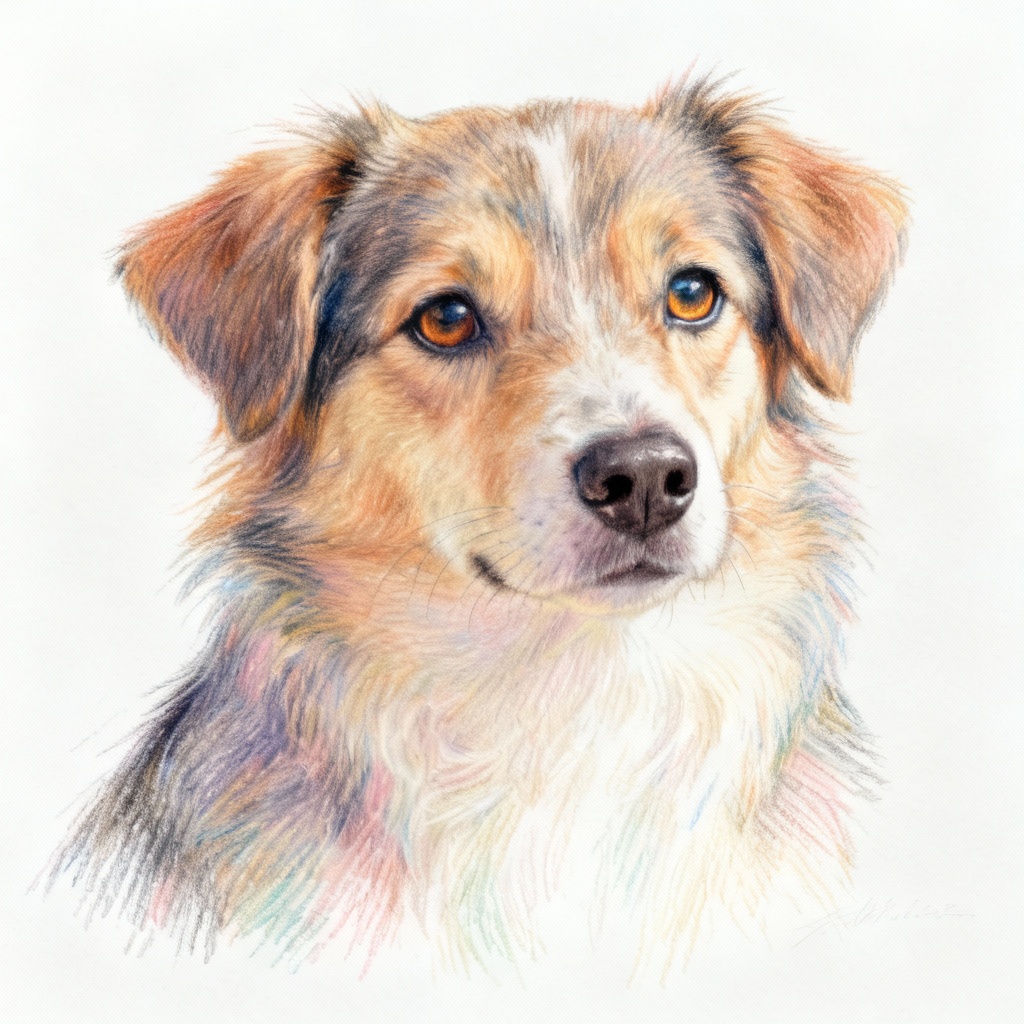 AI colored pencil pet sketch