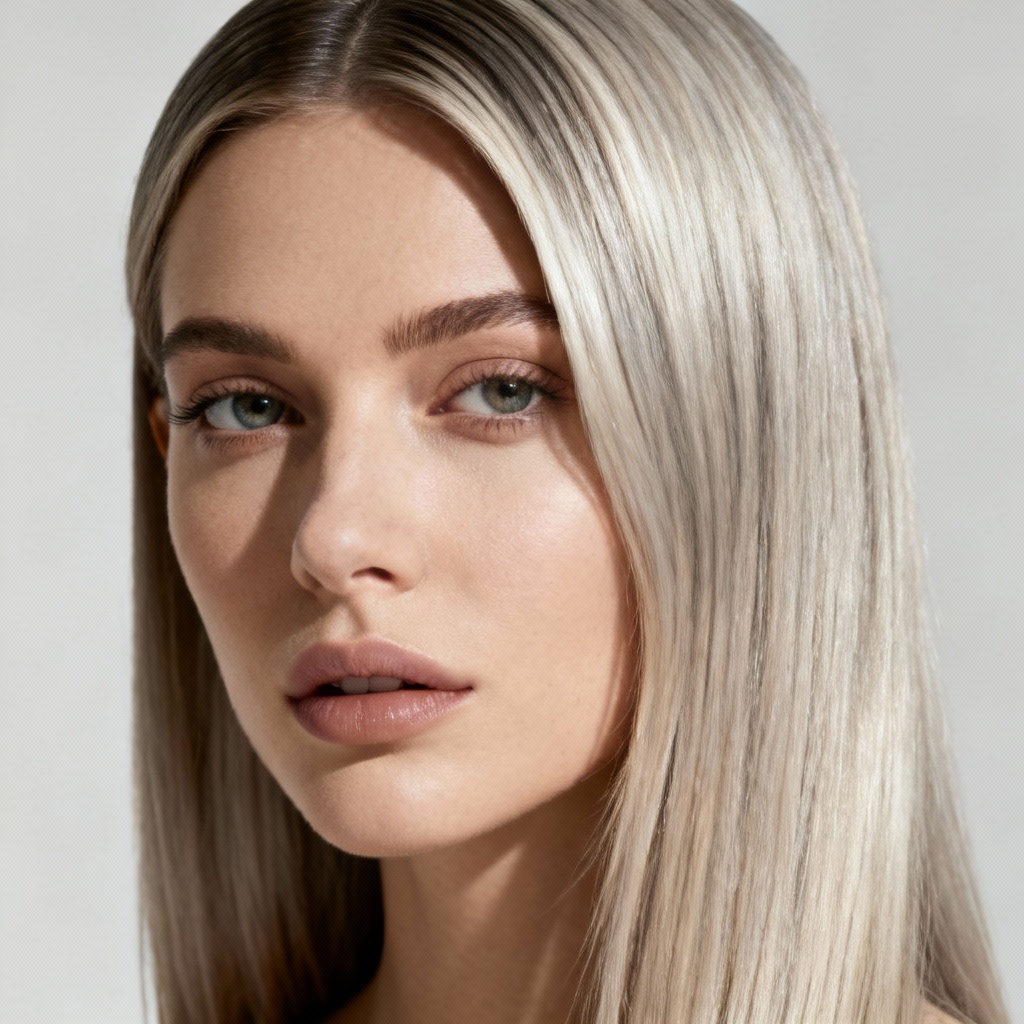 AI ash blonde straight long hair