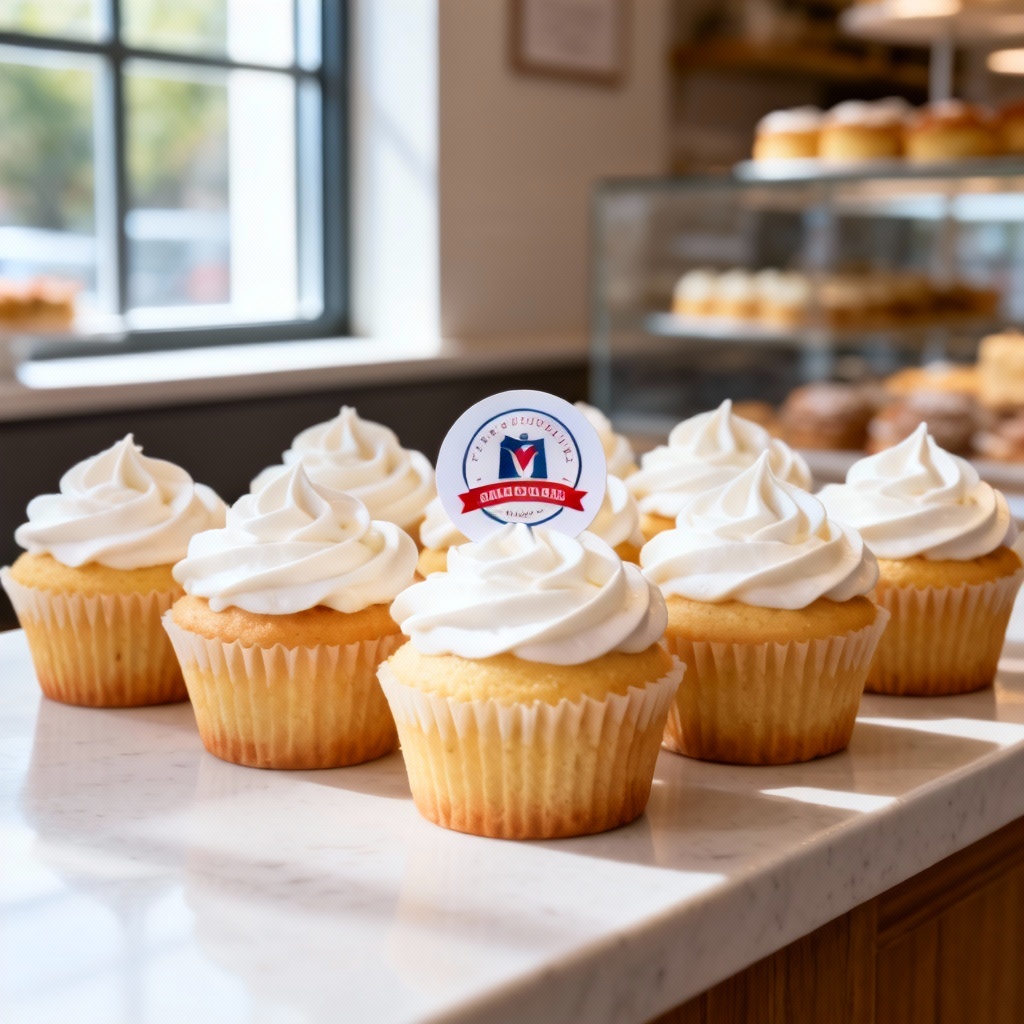 AI logo cupcake mockup for bakery marketing