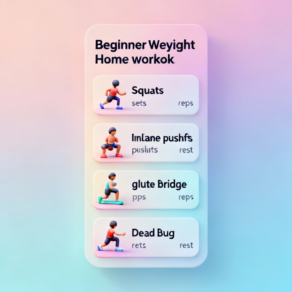 Beginner bodyweight home workout plan card
