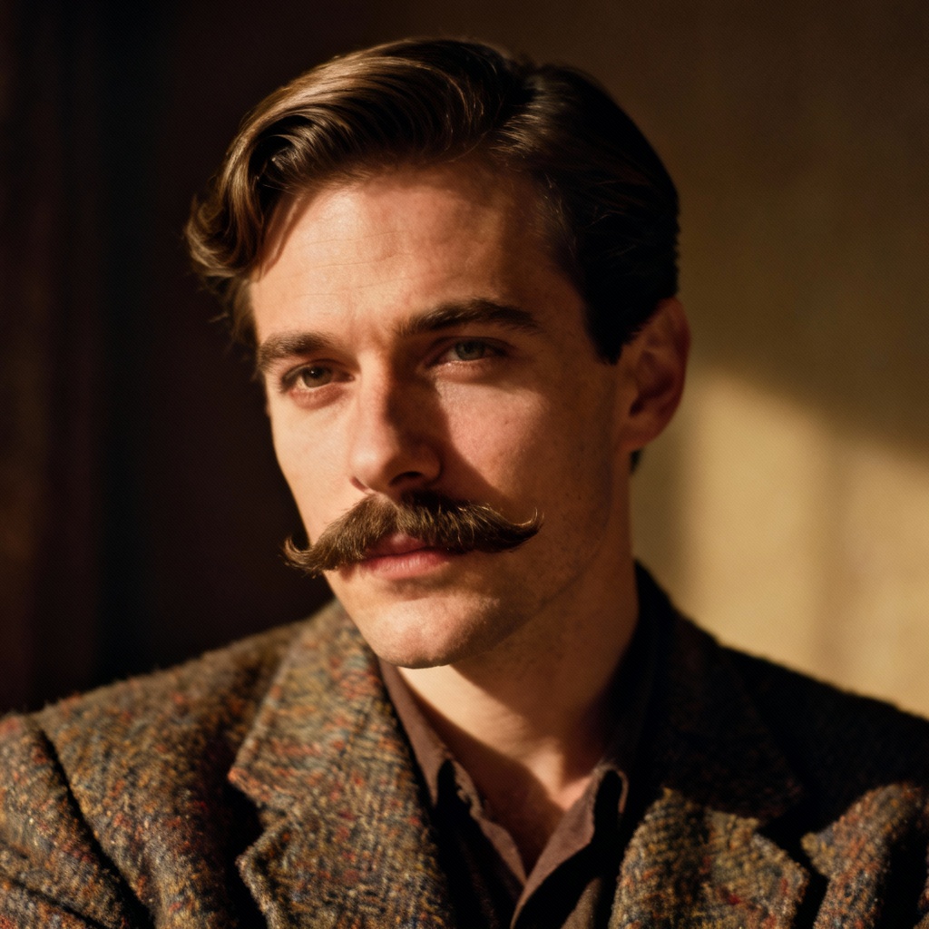 AI classic vintage masculine portrait with mustache