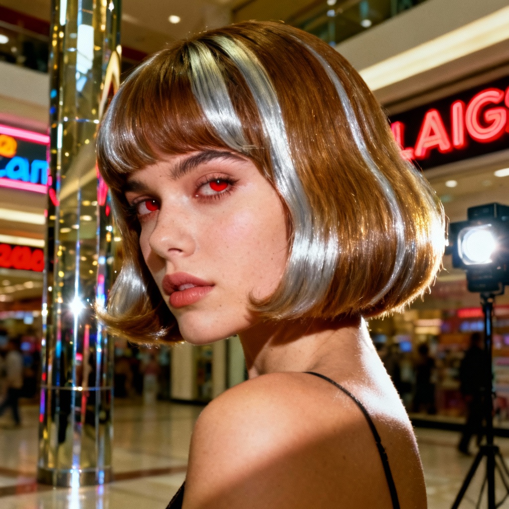 AI flip bob with chunky highlights and money piece