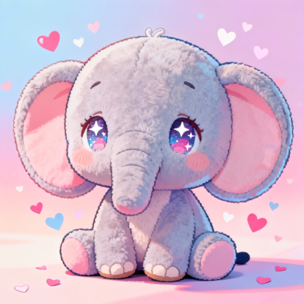 AI mini elephant avatar in cel-shaded anime style