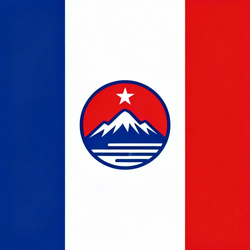 AI minimalist tri-band flag with emblem