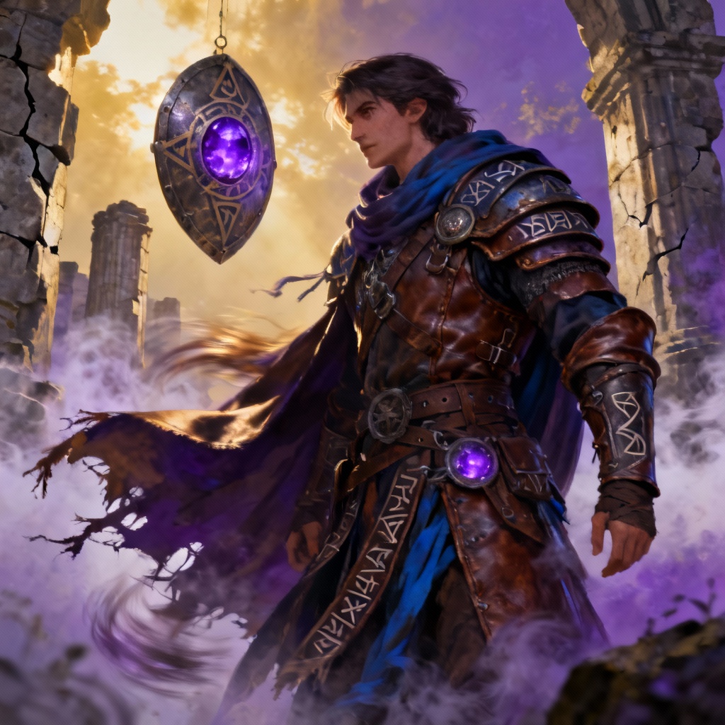 AI fantasy battle mage armor with glowing runes