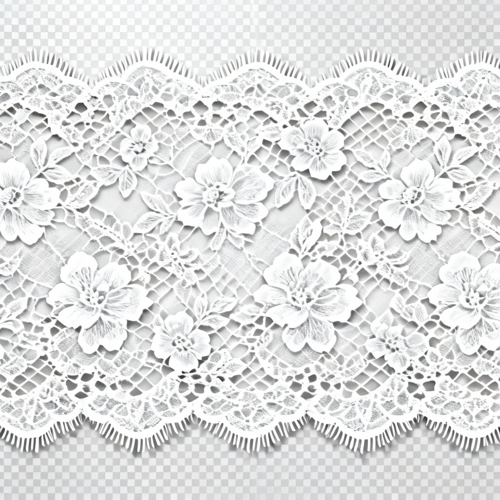 AI Chantilly scalloped lace overlay on transparent background