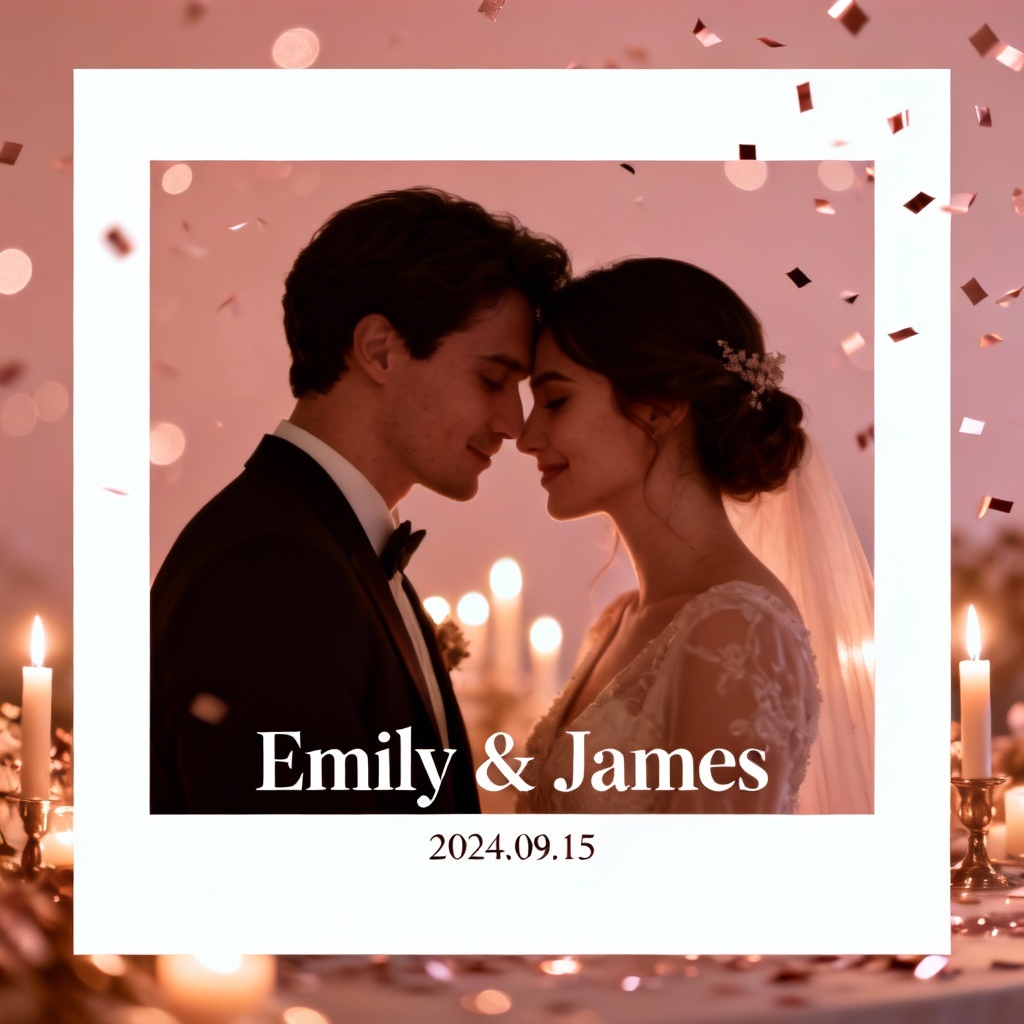 AI-generated rose gold marriage anniversary portrait poster