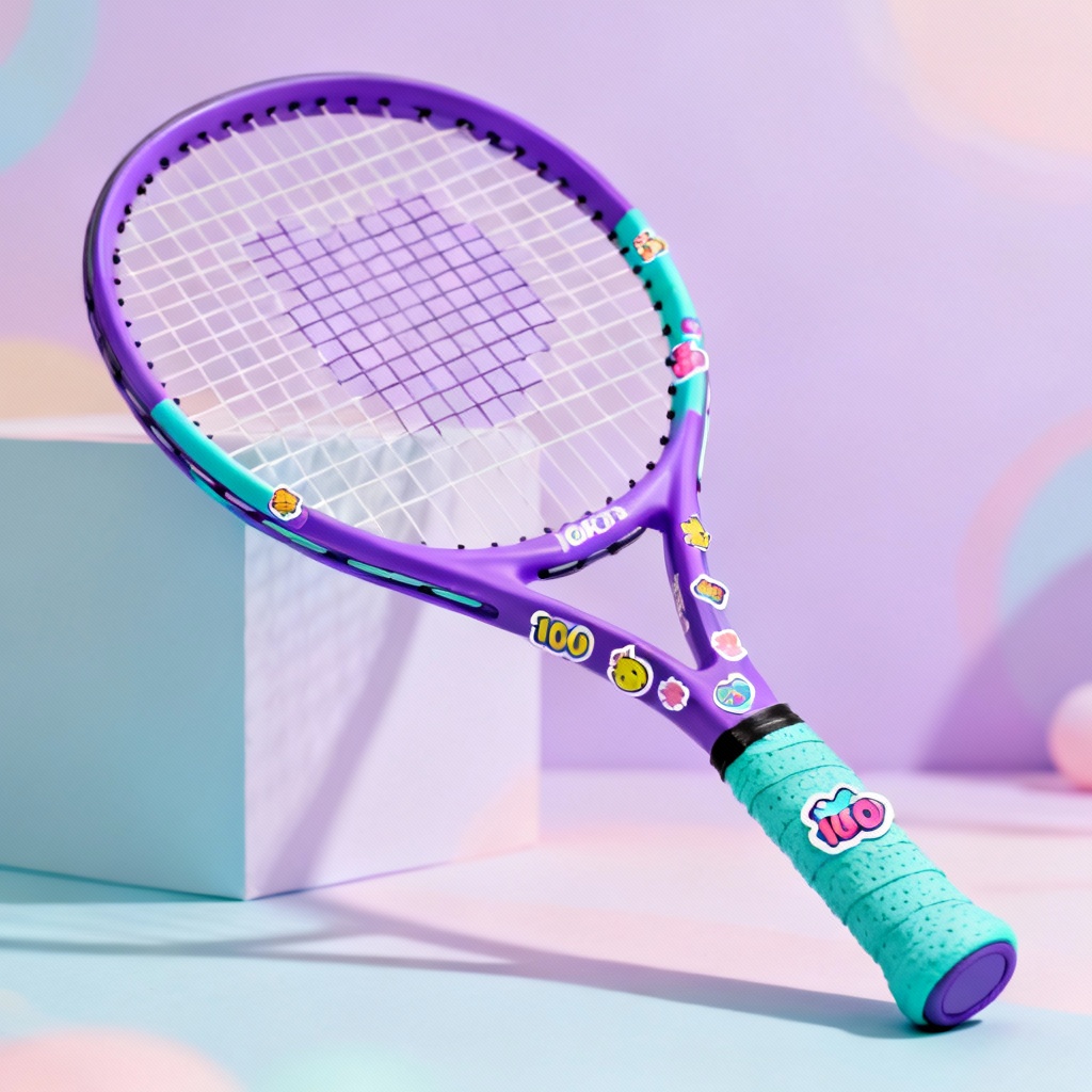 AI junior tennis racket with playful colorway
