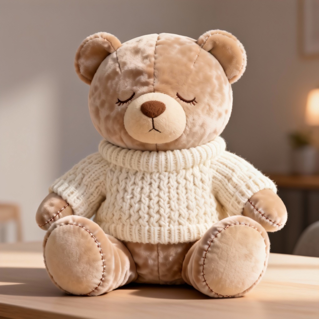 AI cozy teddy bear plush in knit sweater