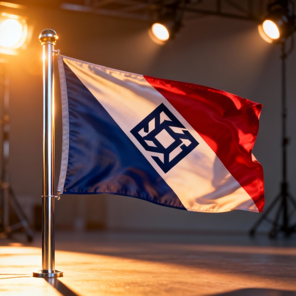 AI generated waving custom flag mockup